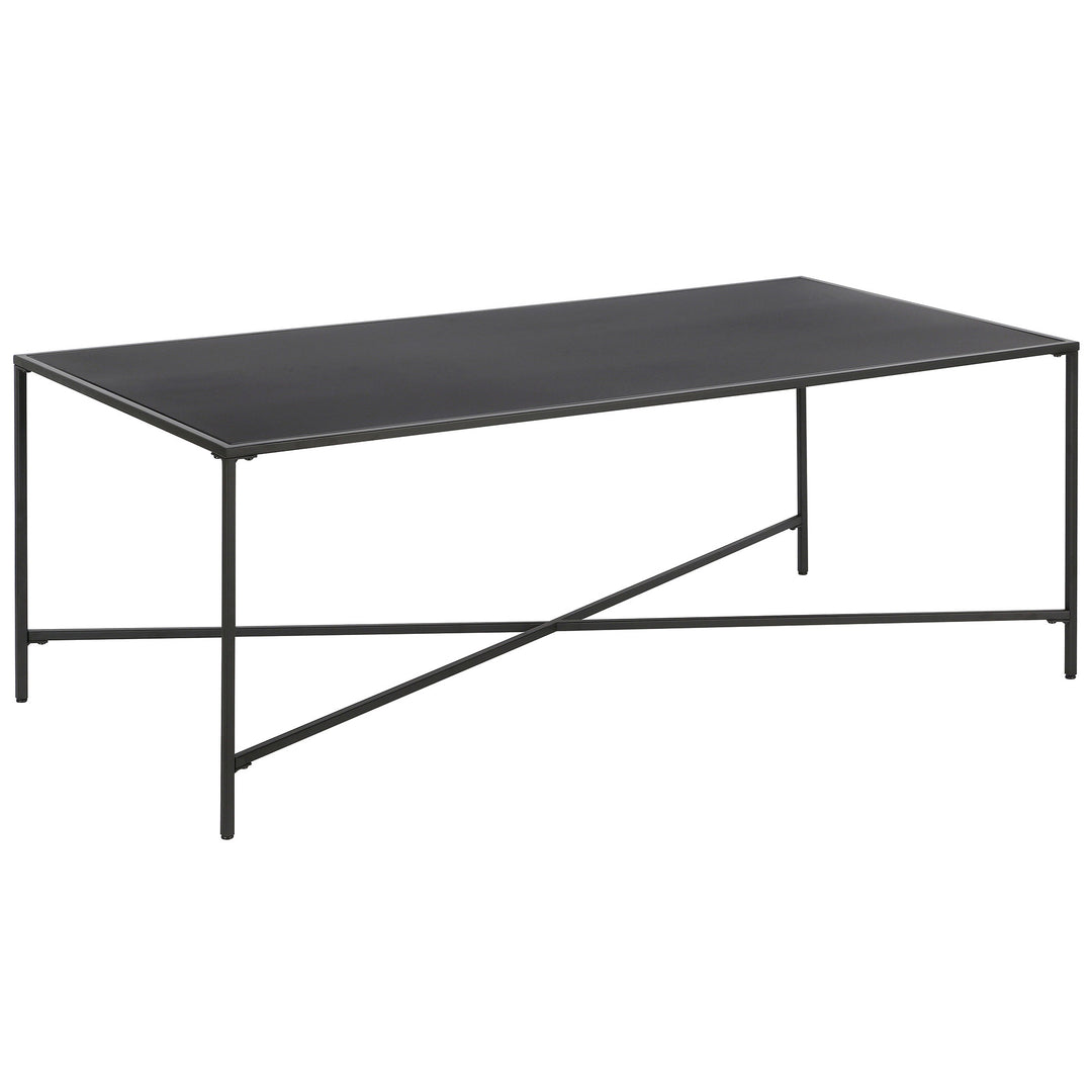 48-Inch Black Steel Rectangular Coffee Table