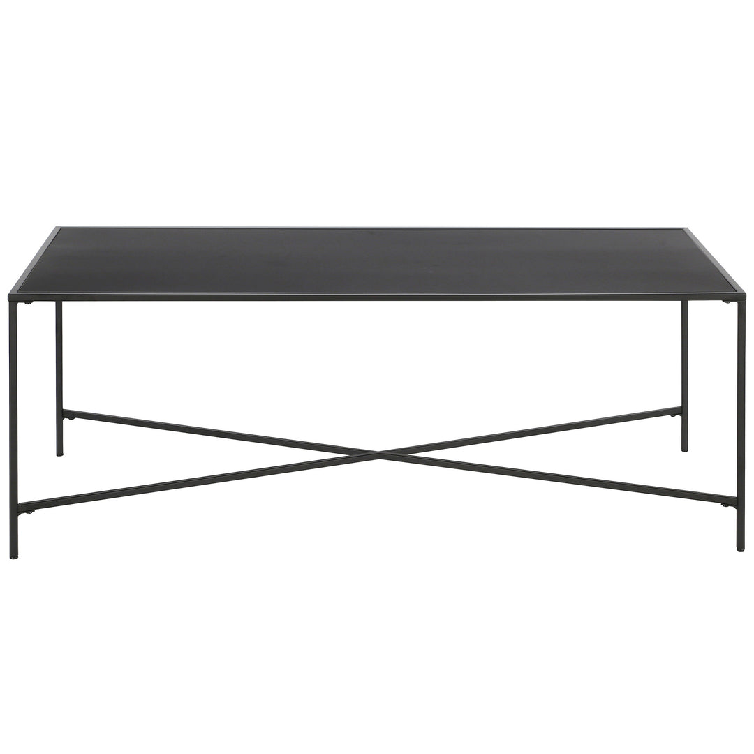 48-Inch Black Steel Rectangular Coffee Table