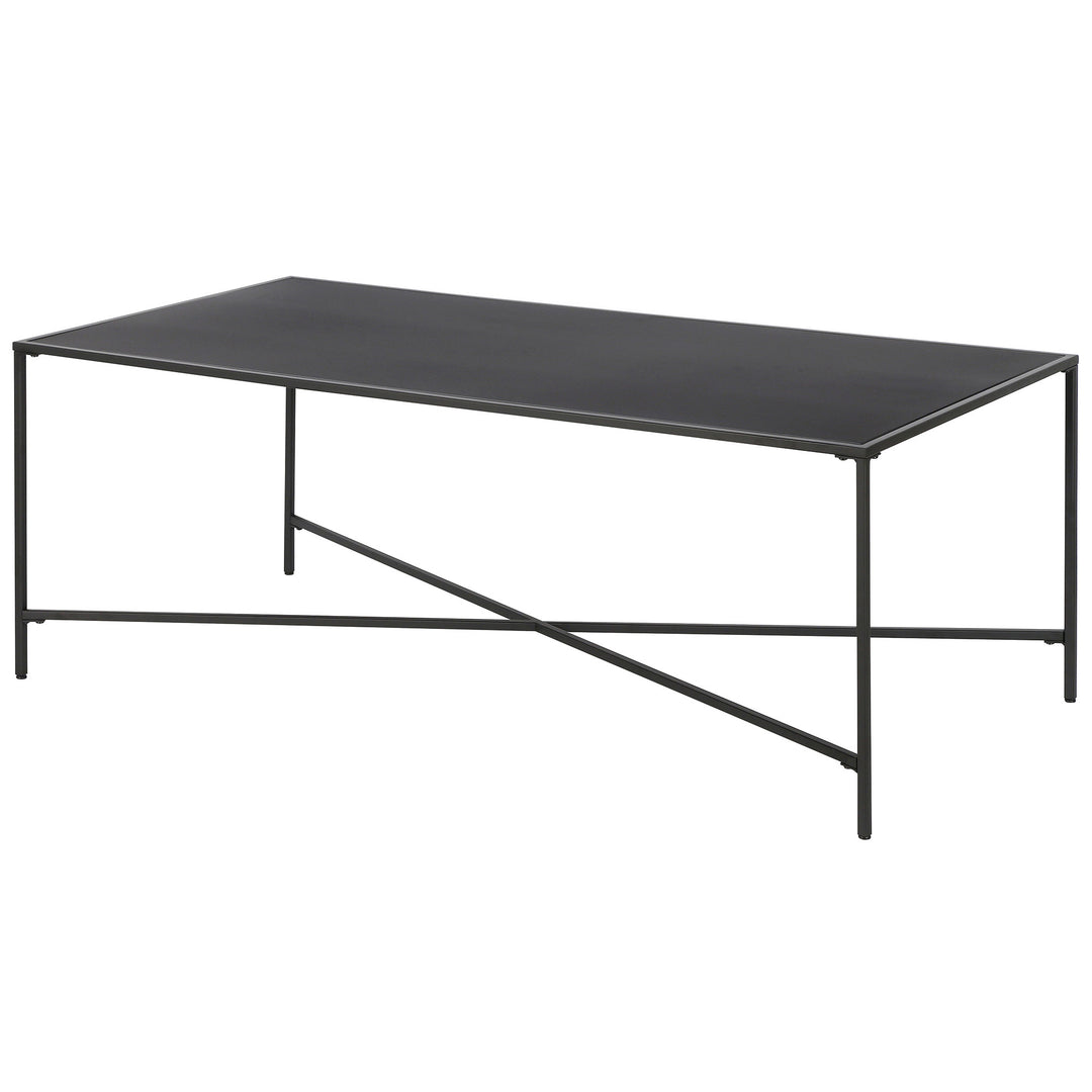 48-Inch Black Steel Rectangular Coffee Table