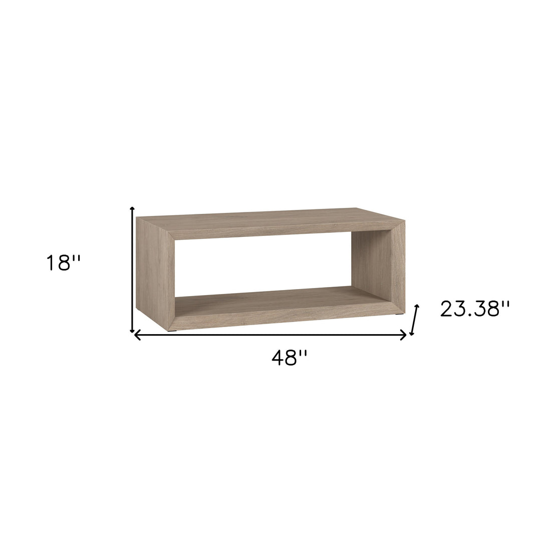 48-Inch Gray Coffee Table with Shelf