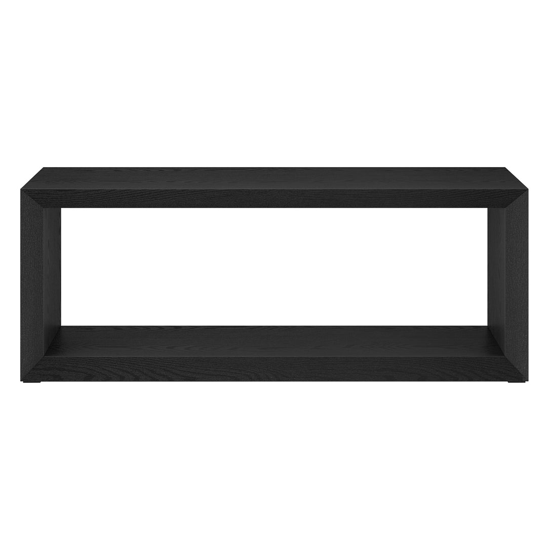 48-Inch Black Faux Wood Coffee Table with Shelf