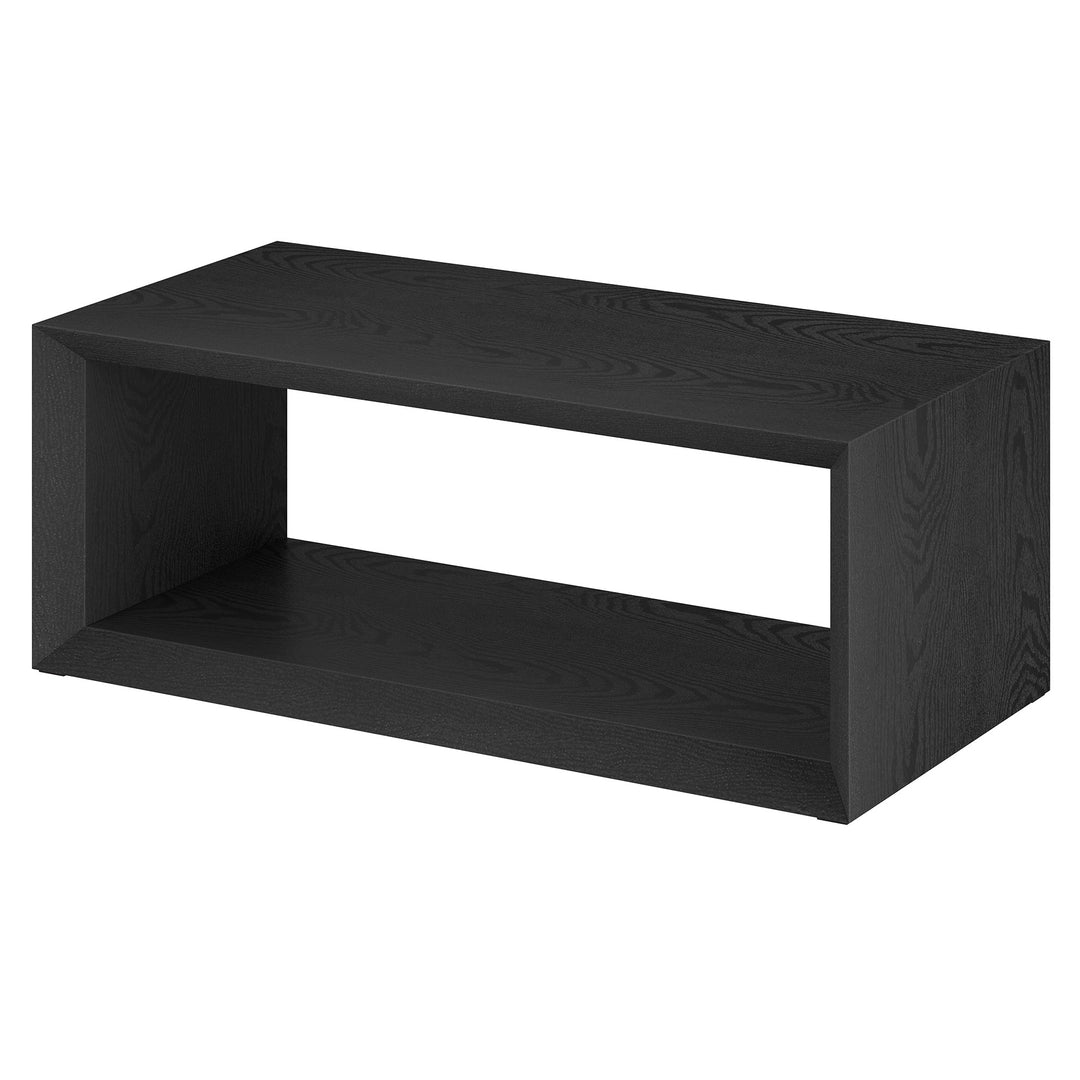 48-Inch Black Faux Wood Coffee Table with Shelf