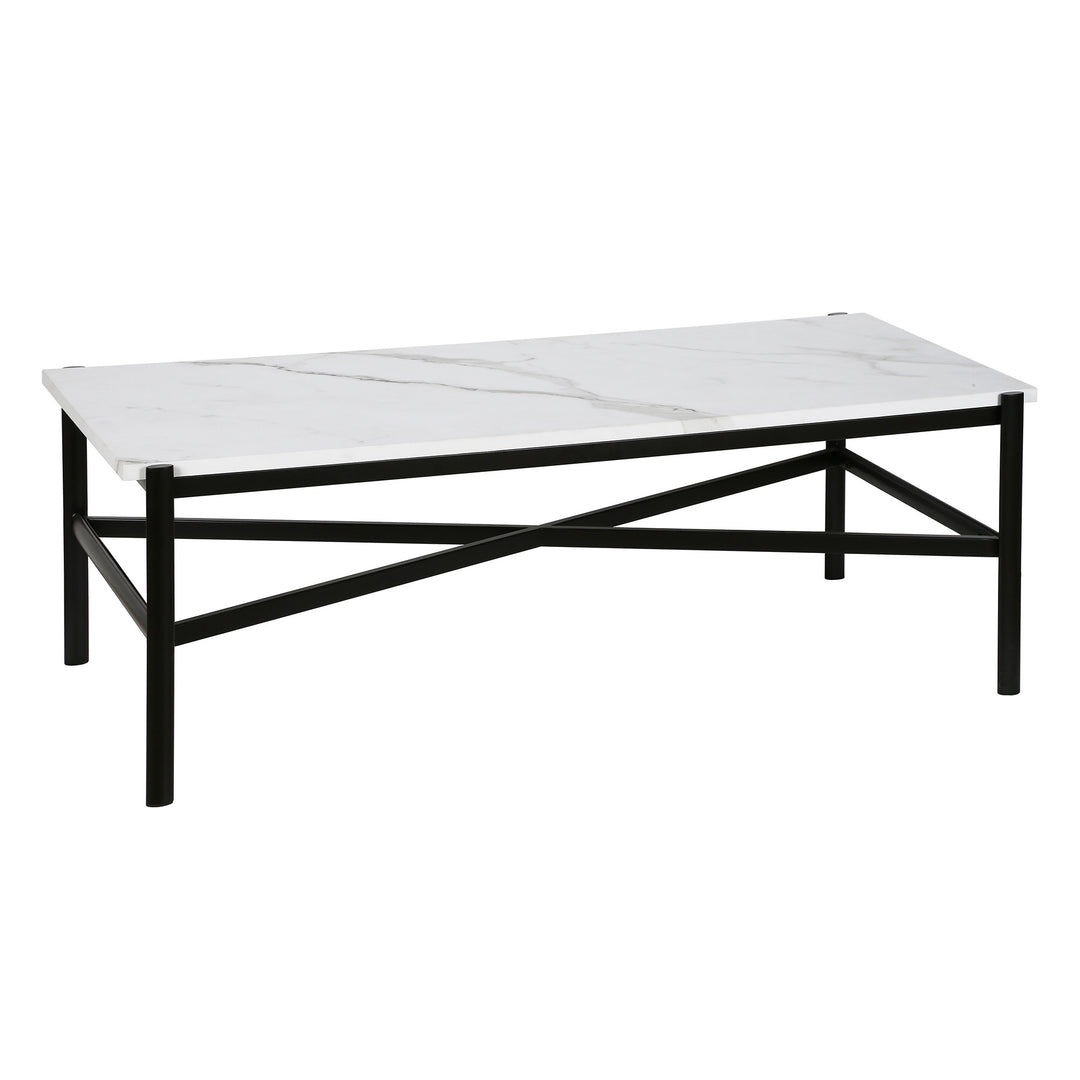 46" Black and White Faux Marble Coffee Table