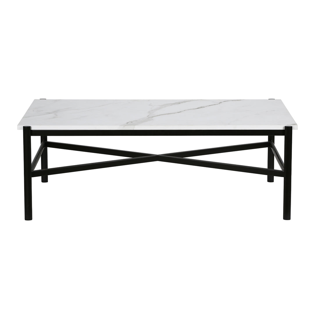 46" Black and White Faux Marble Coffee Table