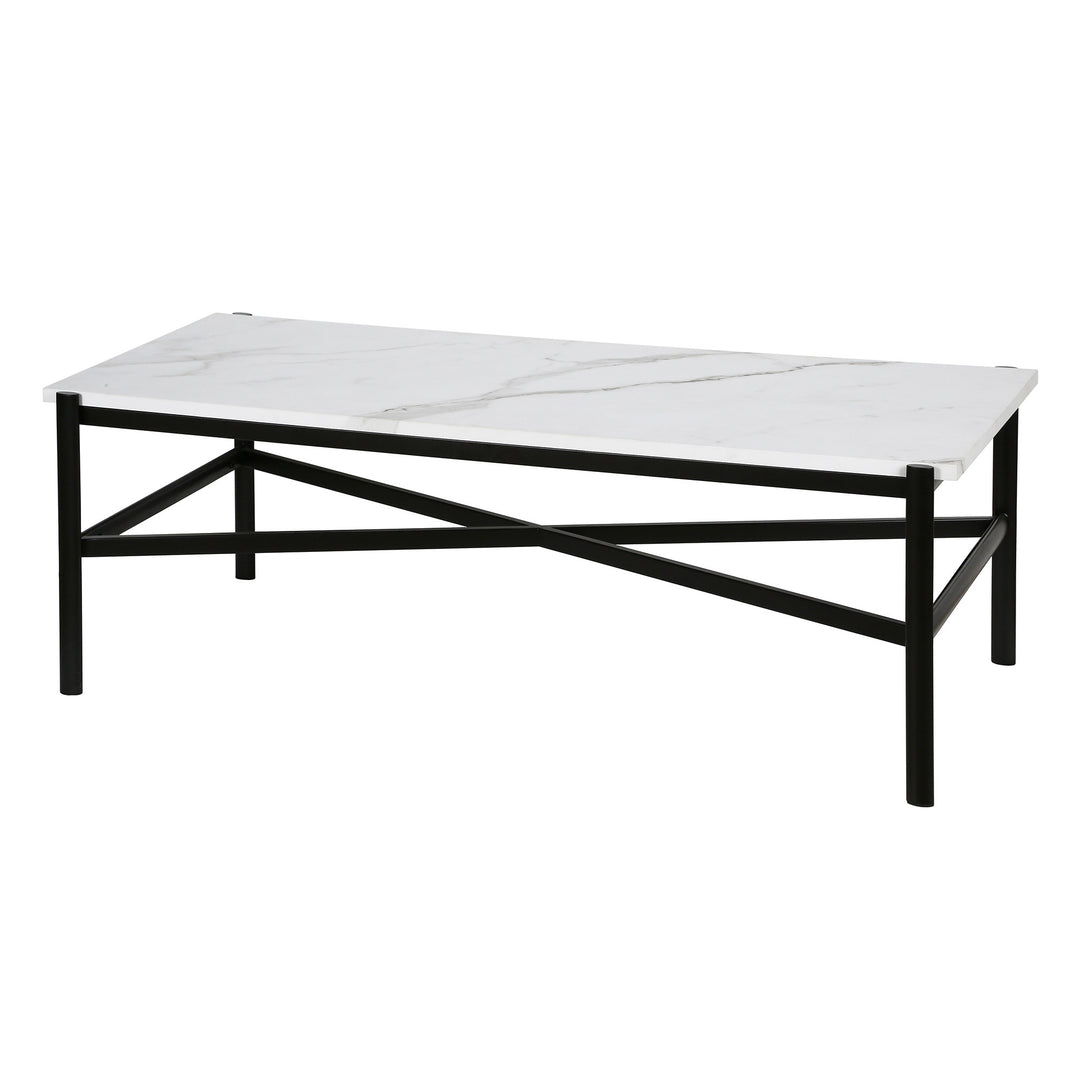 46" Black and White Faux Marble Coffee Table