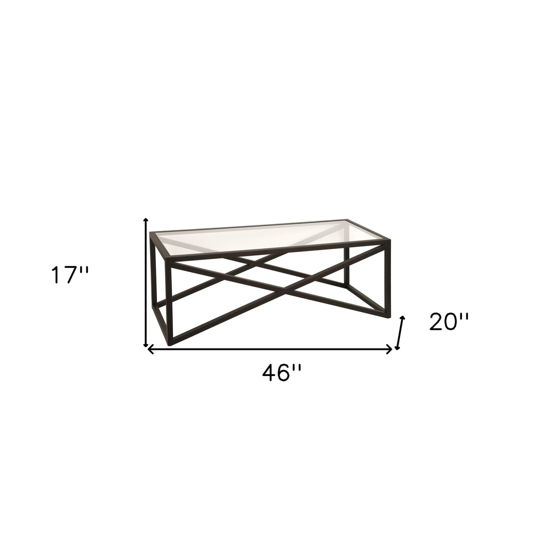 46-Inch Black Glass and Steel Coffee Table