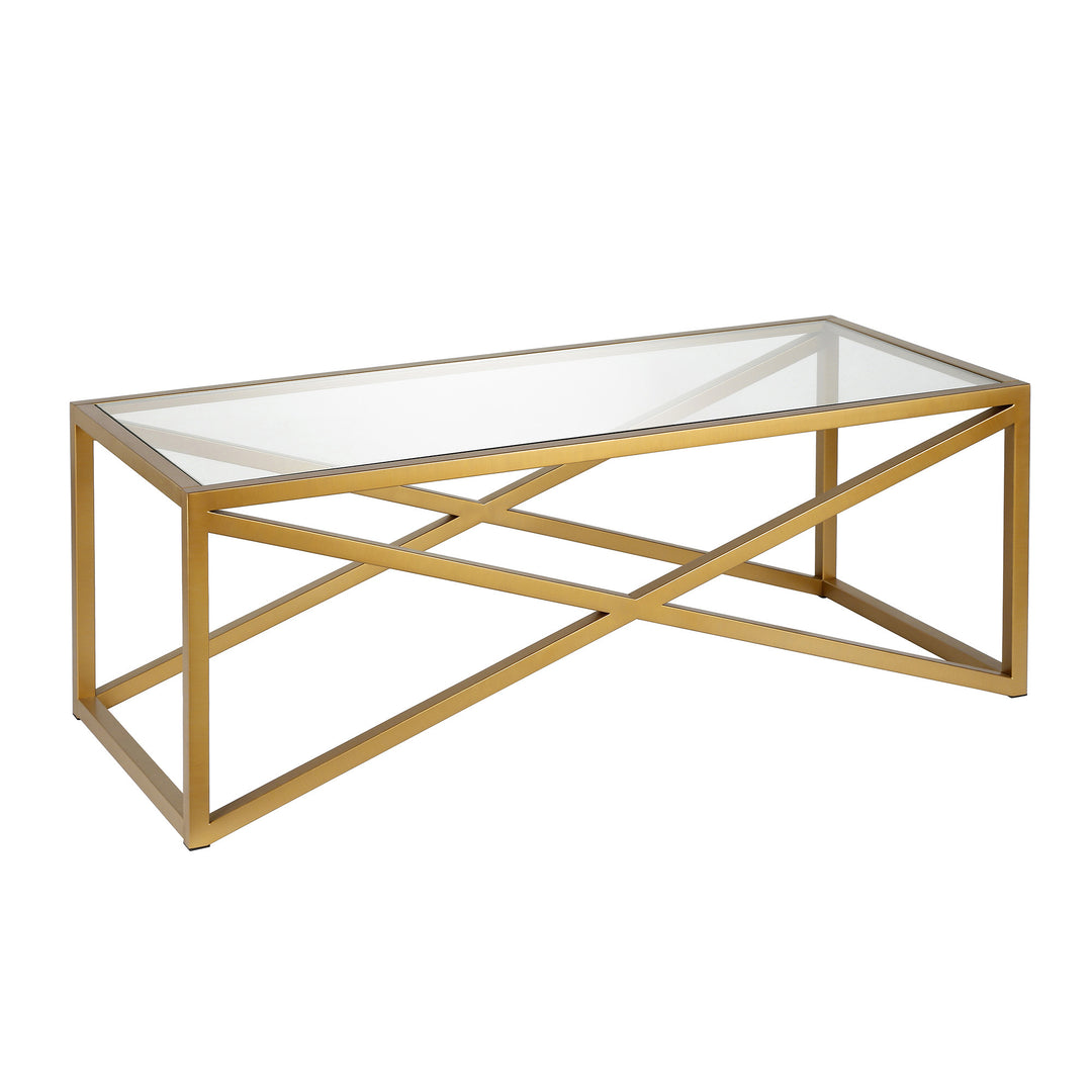 46-Inch Gold Glass and Steel Coffee Table