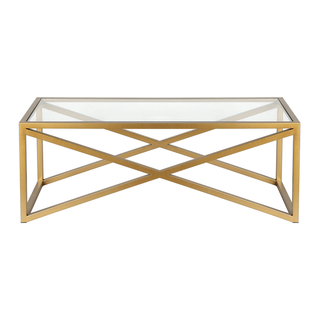 46-Inch Gold Glass and Steel Coffee Table