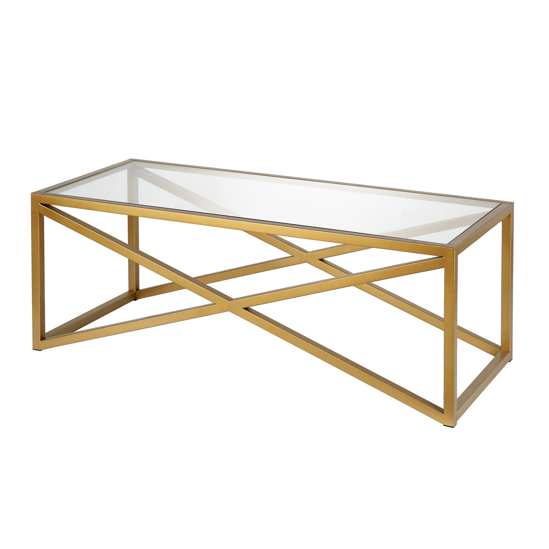 46-Inch Gold Glass and Steel Coffee Table