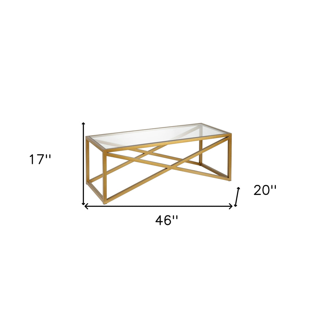 46-Inch Gold Glass and Steel Coffee Table