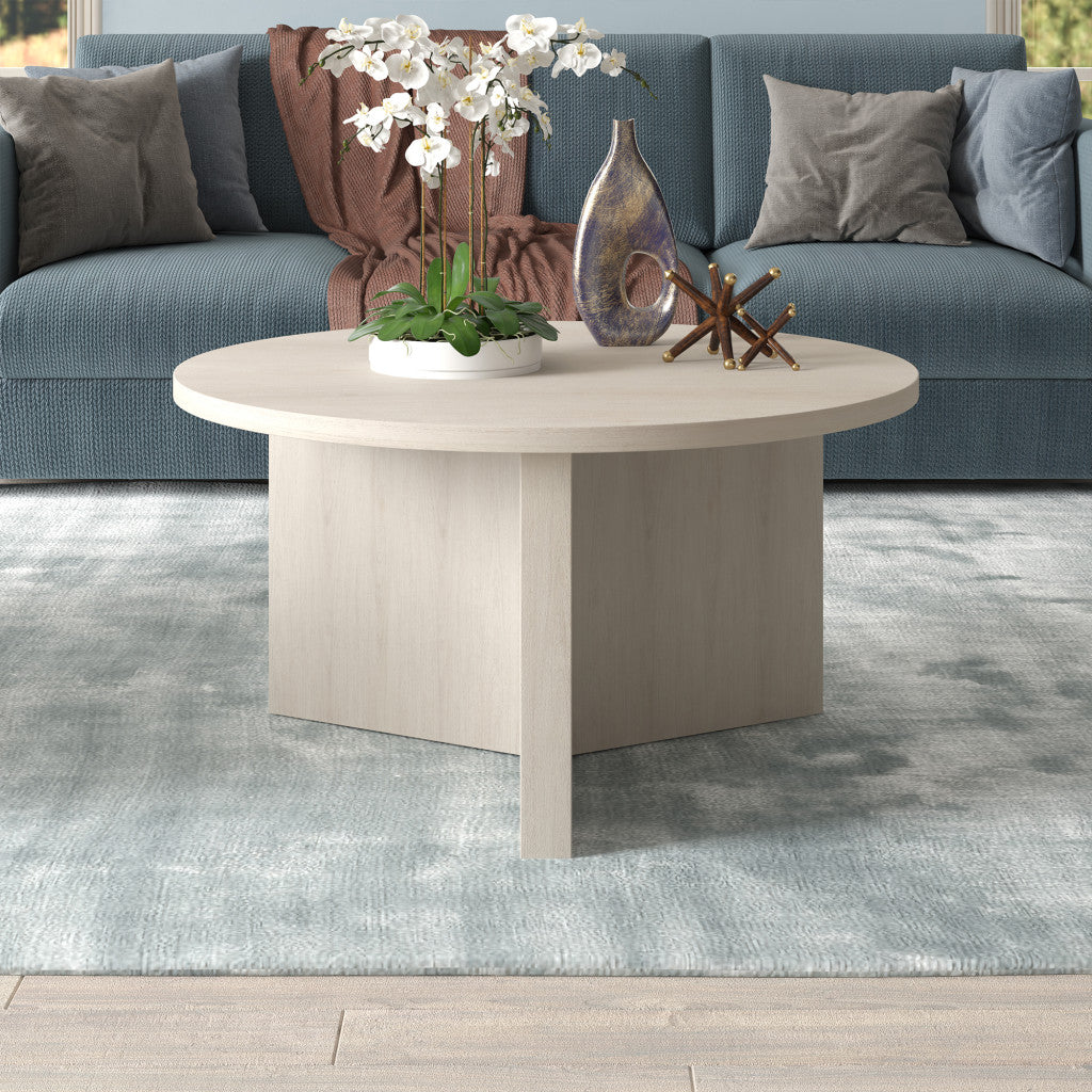 Modern 32" White Round Coffee Table