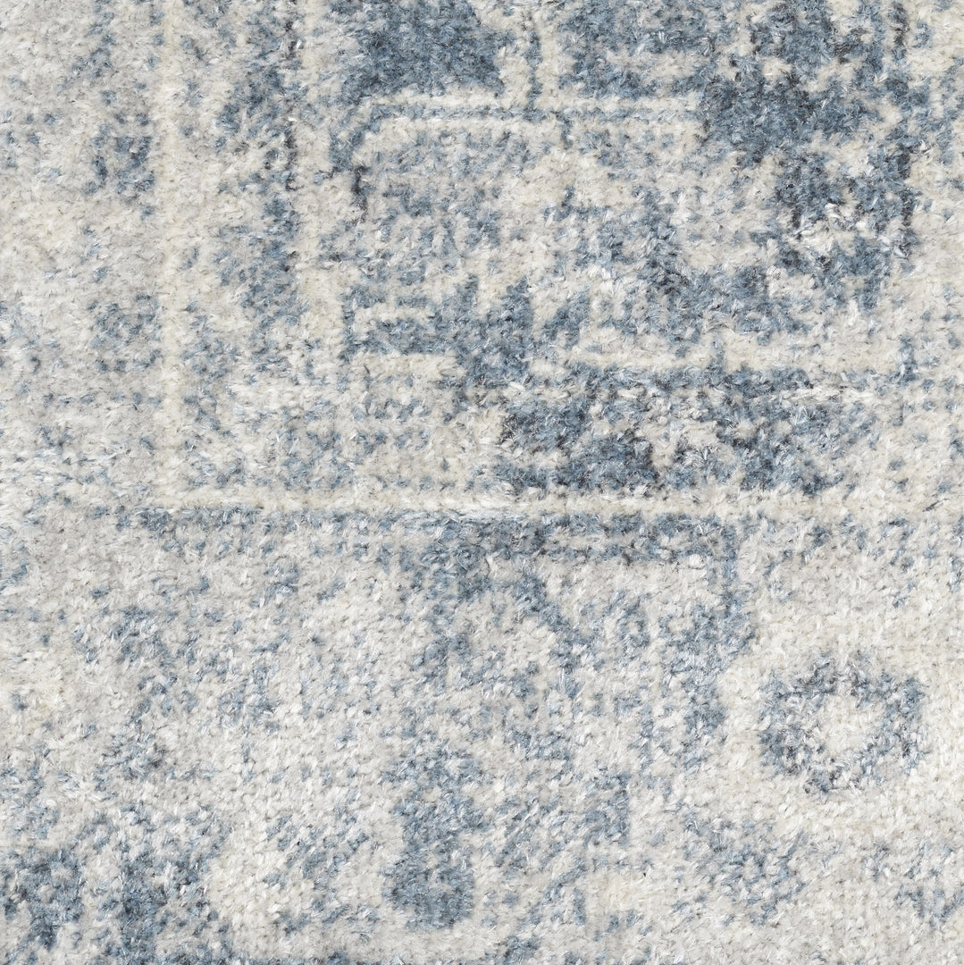 10' Blue Oriental Power Loom Distressed Washable Runner Rug