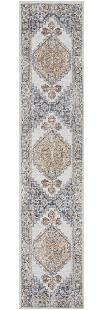 12' Gray Oriental Power Loom Distressed Washable Runner Rug