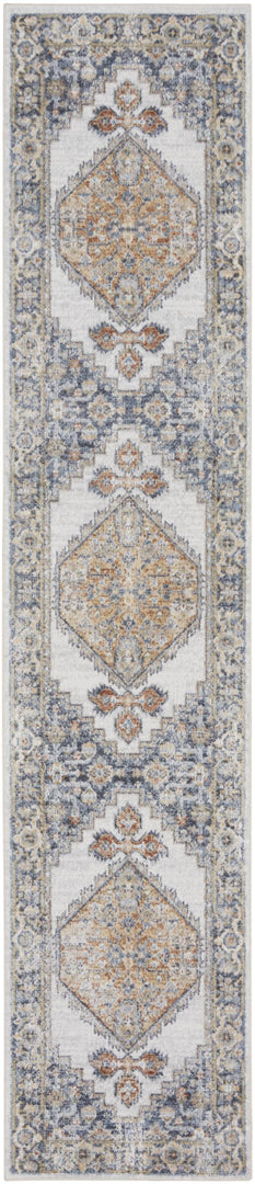 12' Gray Oriental Power Loom Distressed Washable Runner Rug