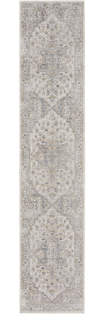 10' Silver Oriental Power Loom Washable Runner Rug