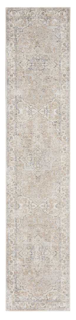 10' Beige Oriental Power Loom Washable Runner Rug