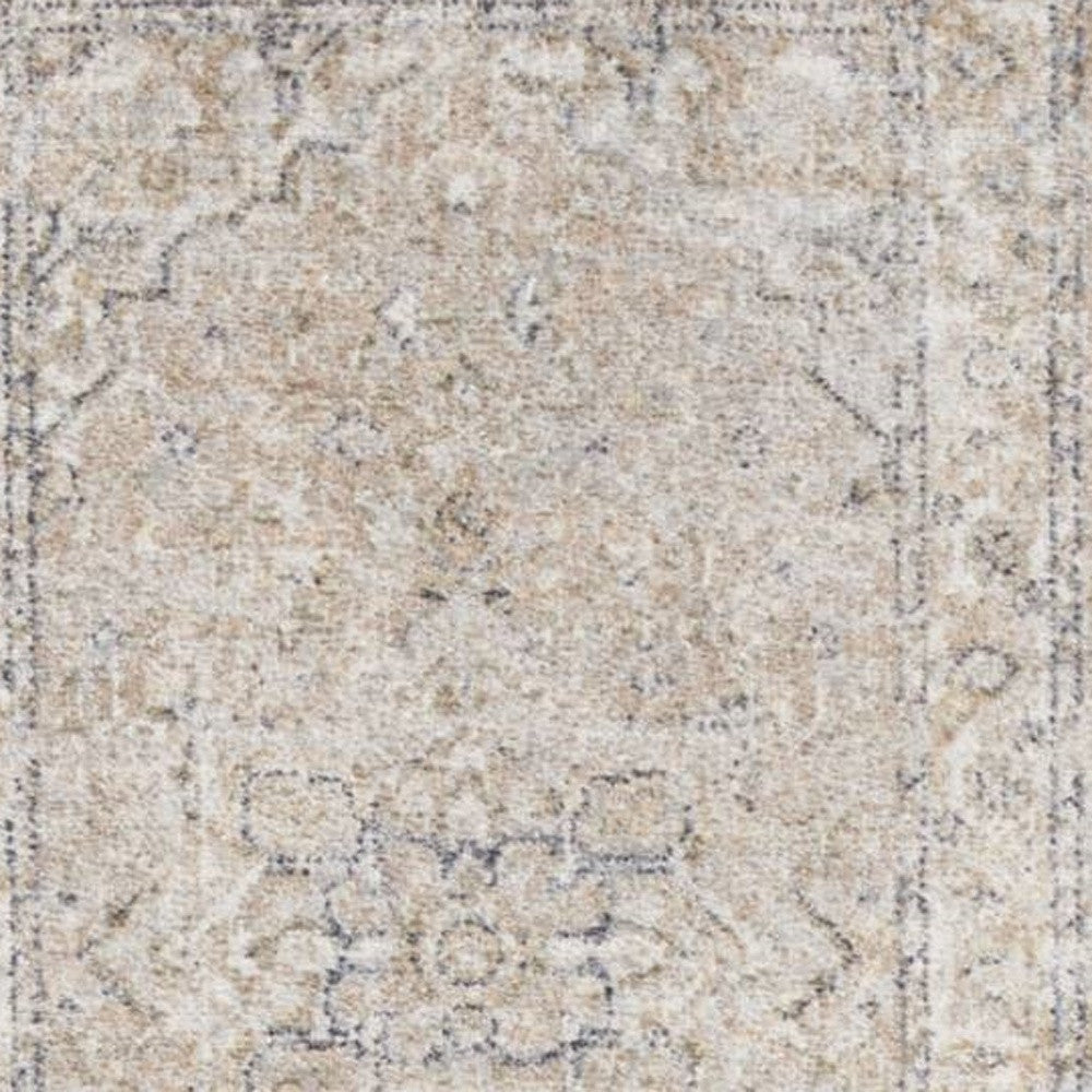 10' Beige Oriental Power Loom Washable Runner Rug