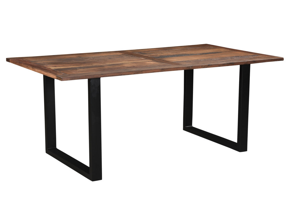 78" Dark Brown and Black Solid Wood Rectangular Dining Table with Sled Base