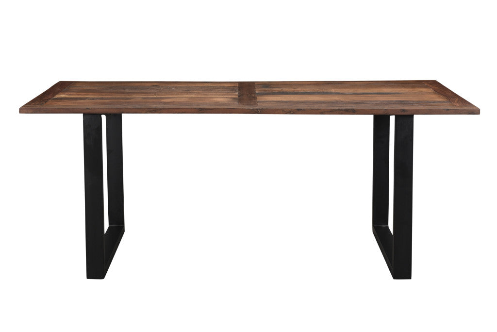 78" Dark Brown and Black Solid Wood Rectangular Dining Table with Sled Base