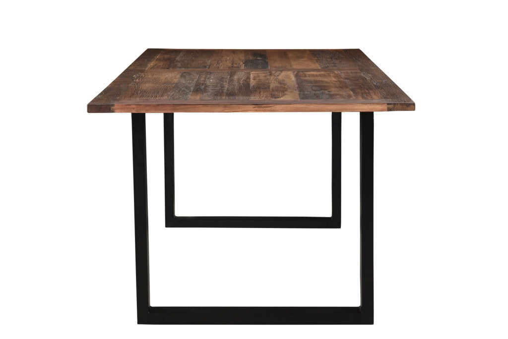 78" Dark Brown and Black Solid Wood Rectangular Dining Table with Sled Base