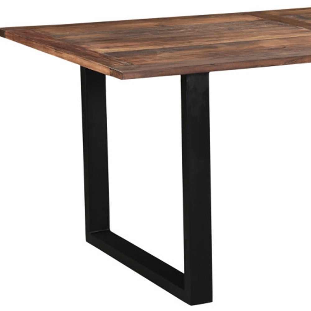 78" Dark Brown and Black Solid Wood Rectangular Dining Table with Sled Base