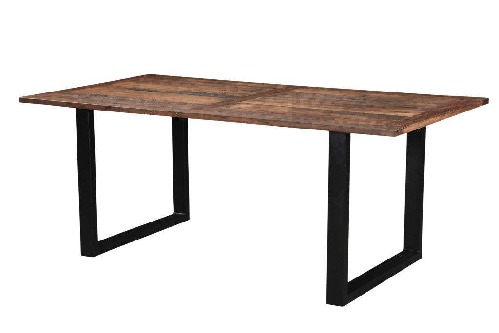 78" Dark Brown and Black Solid Wood Rectangular Dining Table with Sled Base