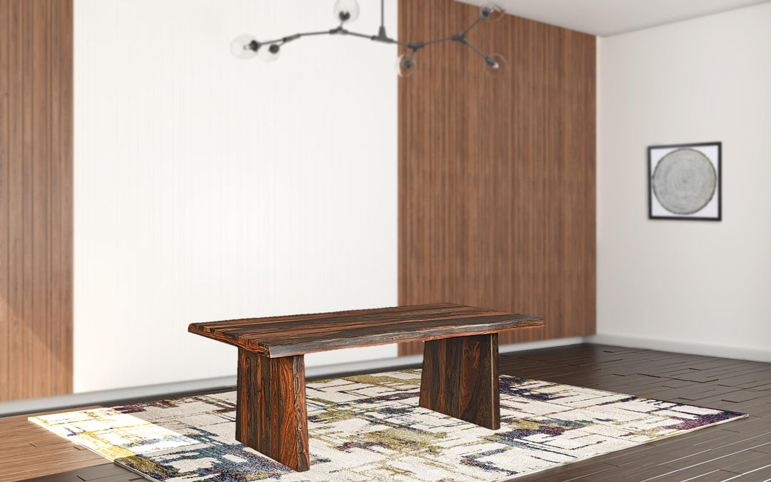 86" Dark Brown Solid Wood Rectangular Dining Table