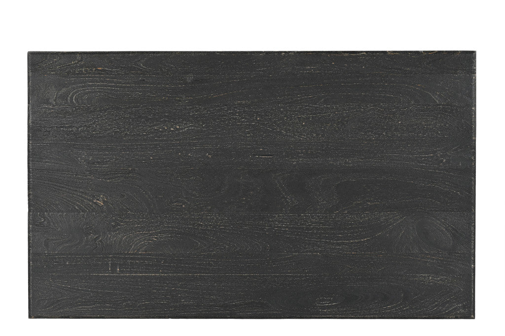 60" Black Distressed Solid Wood Dining Table