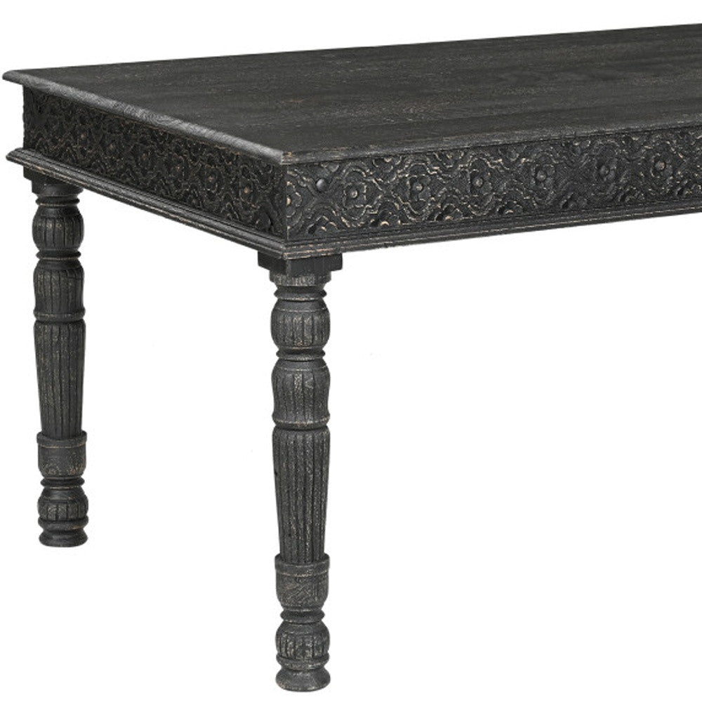 60" Black Distressed Solid Wood Dining Table