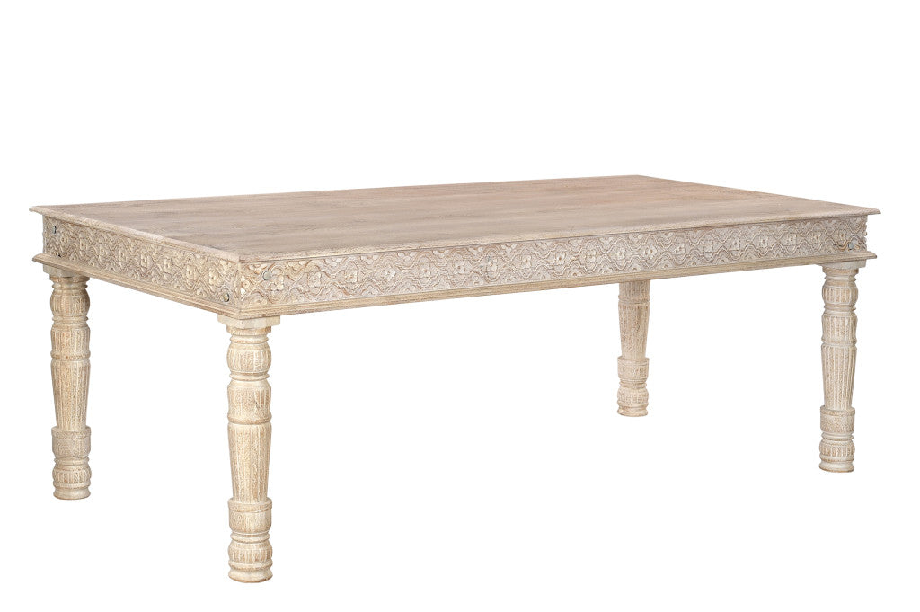 84"Elegant White Solid Wood Dining Table