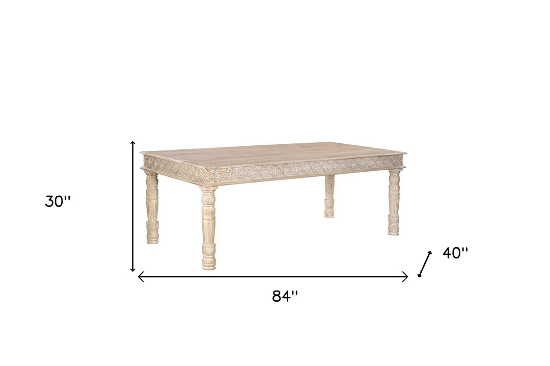 84"Elegant White Solid Wood Dining Table