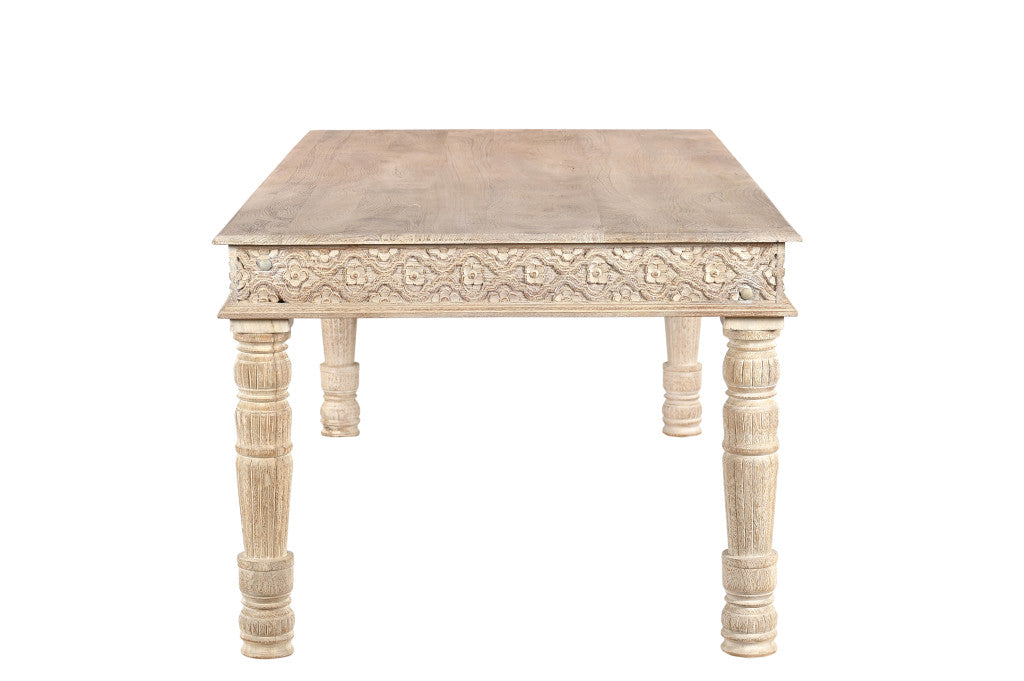 84"Elegant White Solid Wood Dining Table