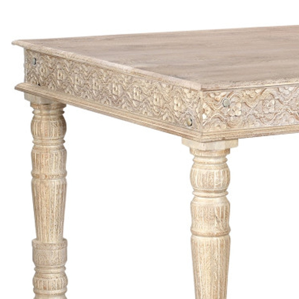 84"Elegant White Solid Wood Dining Table