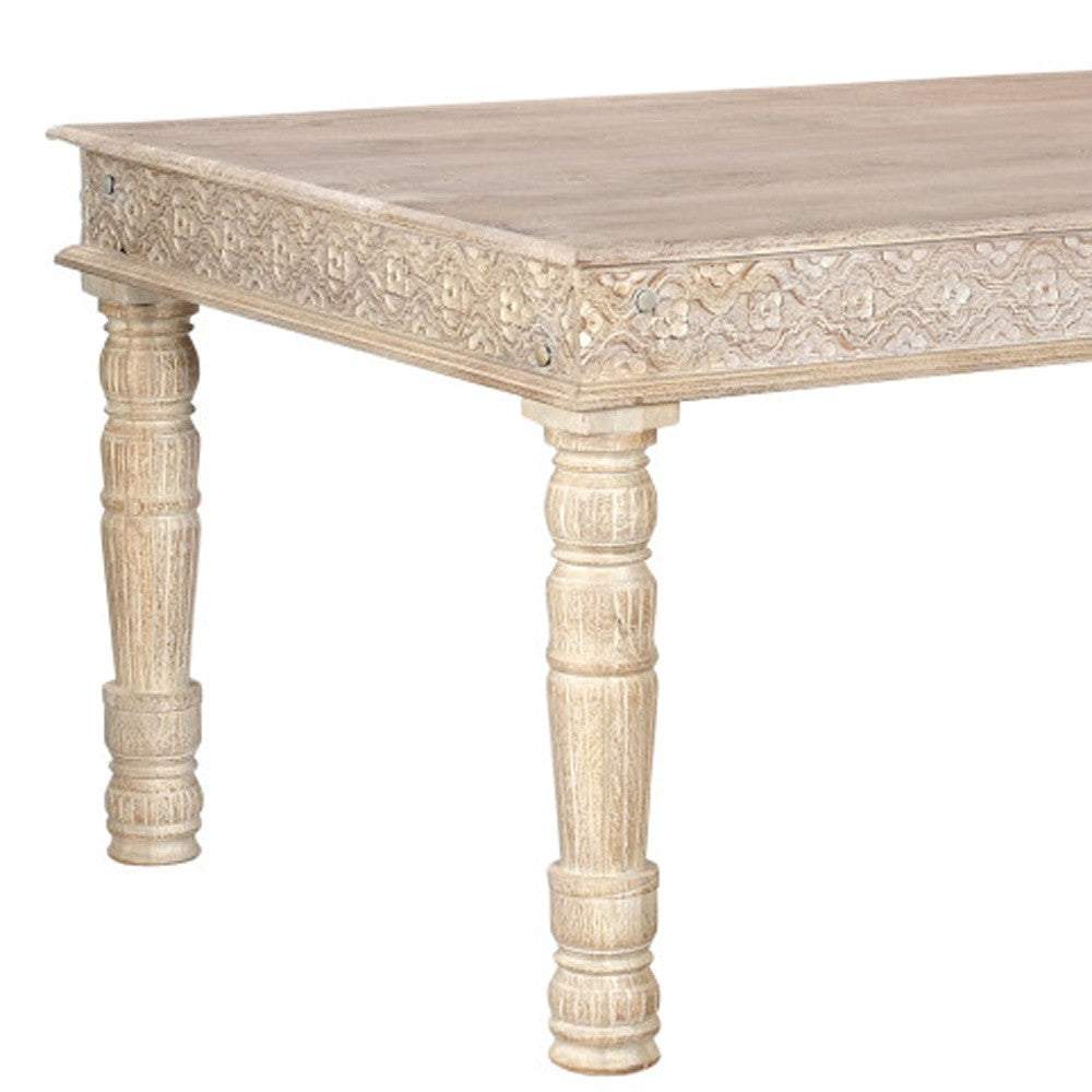 84"Elegant White Solid Wood Dining Table