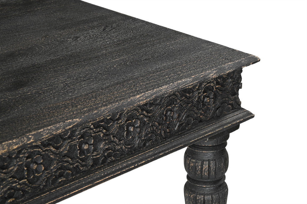 84" Black Rustic Solid Wood Dining Table