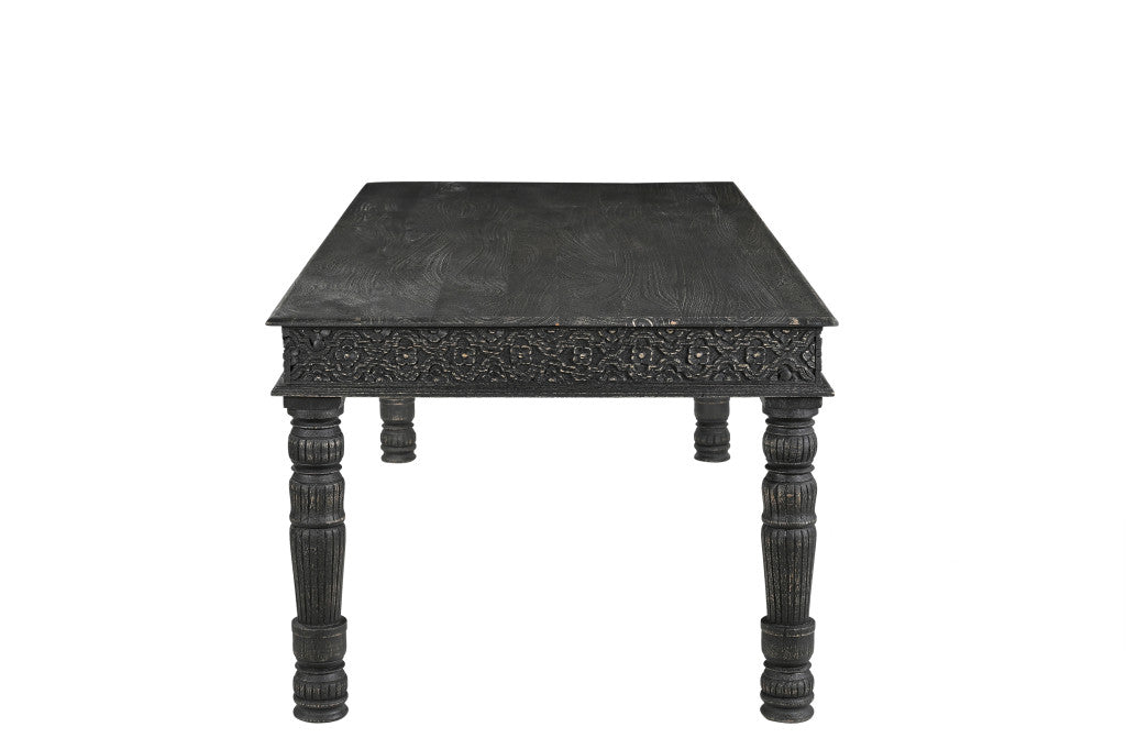 84" Black Rustic Solid Wood Dining Table