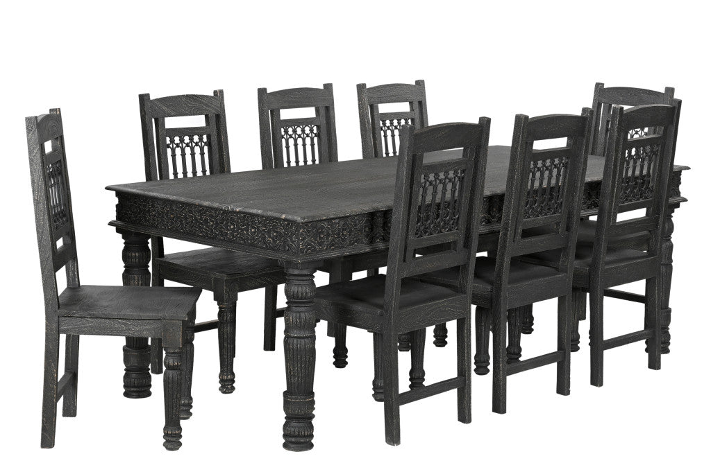 84" Black Rustic Solid Wood Dining Table