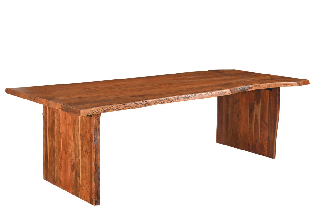 72" Rustic Brown Solid Wood Dining Table with Double Pedestal Base