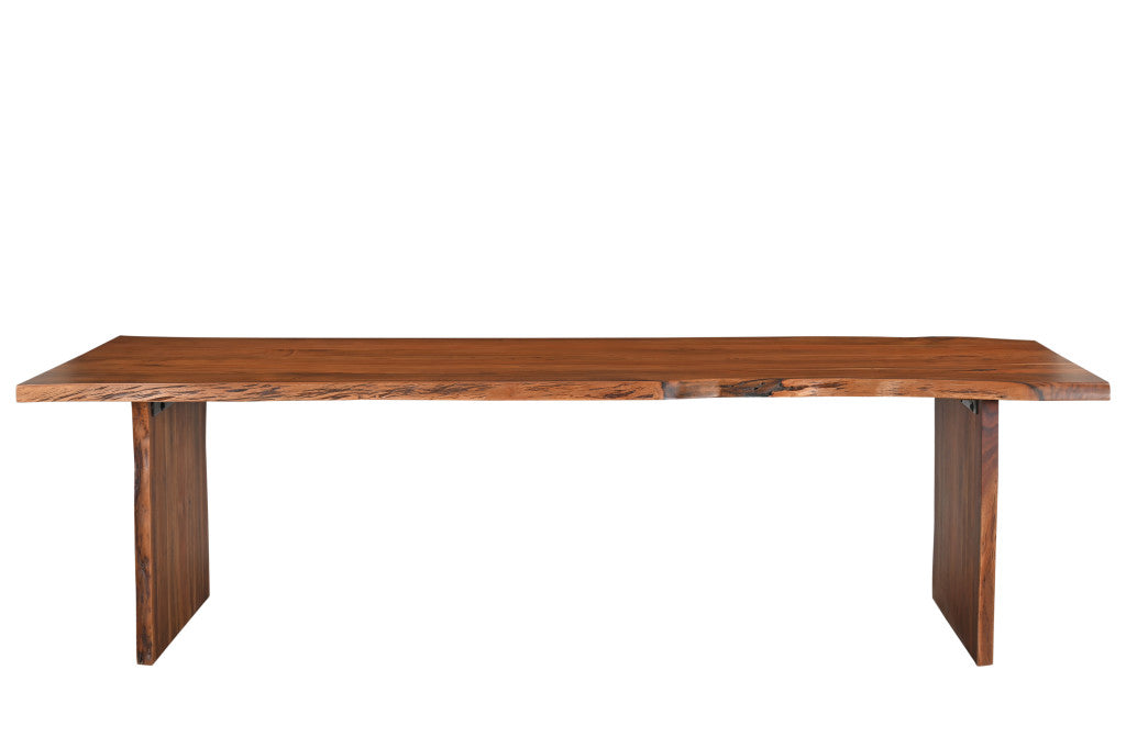 72" Rustic Brown Solid Wood Dining Table with Double Pedestal Base