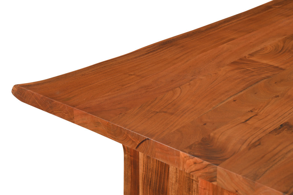 72" Rustic Brown Solid Wood Dining Table with Double Pedestal Base