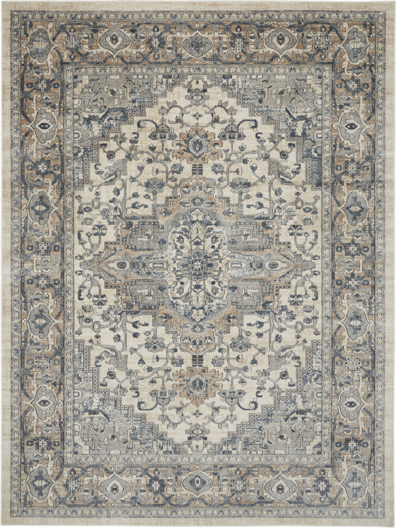 10' X 14' Ivory Floral Power Loom Area Rug