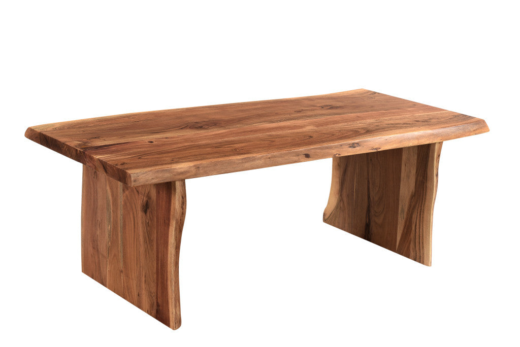 51-Inch Brown Acacia Wood Coffee Table