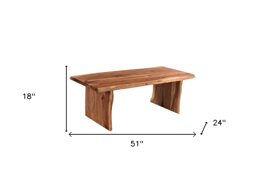 51-Inch Brown Acacia Wood Coffee Table