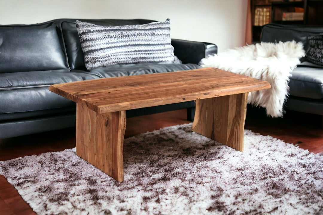 51-Inch Brown Acacia Wood Coffee Table