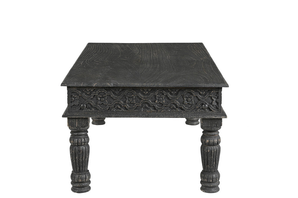 51" Black Distressed Mango Wood Coffee Table