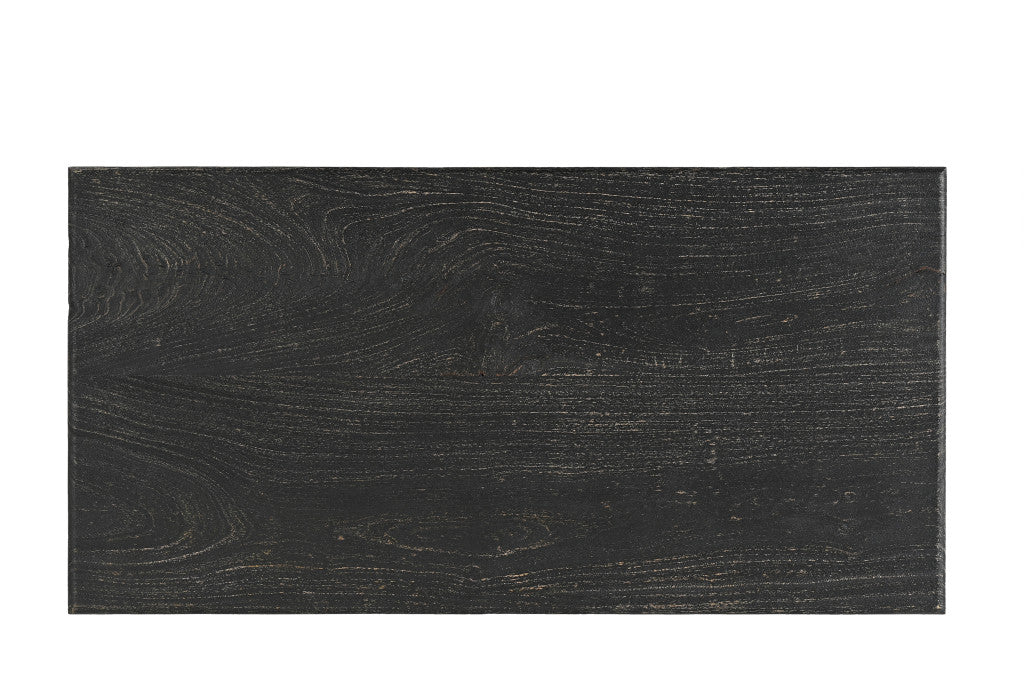 51" Black Distressed Mango Wood Coffee Table