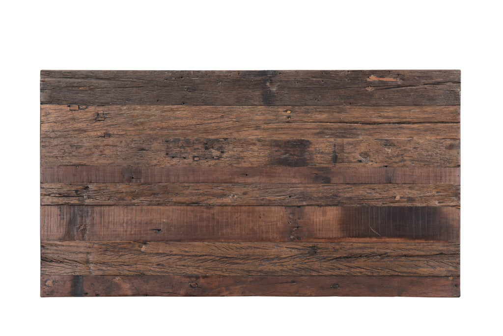 52-Inch Distressed Dark Brown and Black Solid Wood Coffee Table