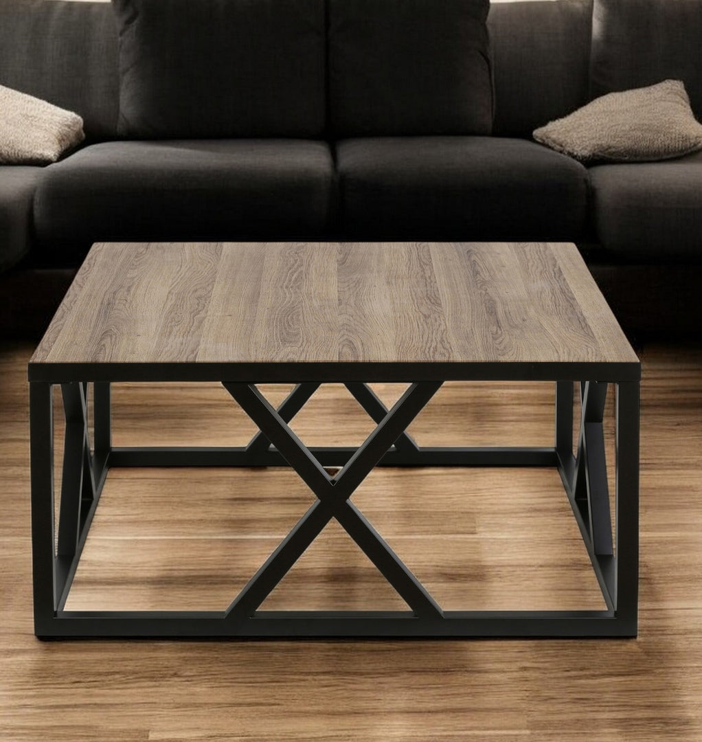 35-Inch Black Steel Square Coffee Table