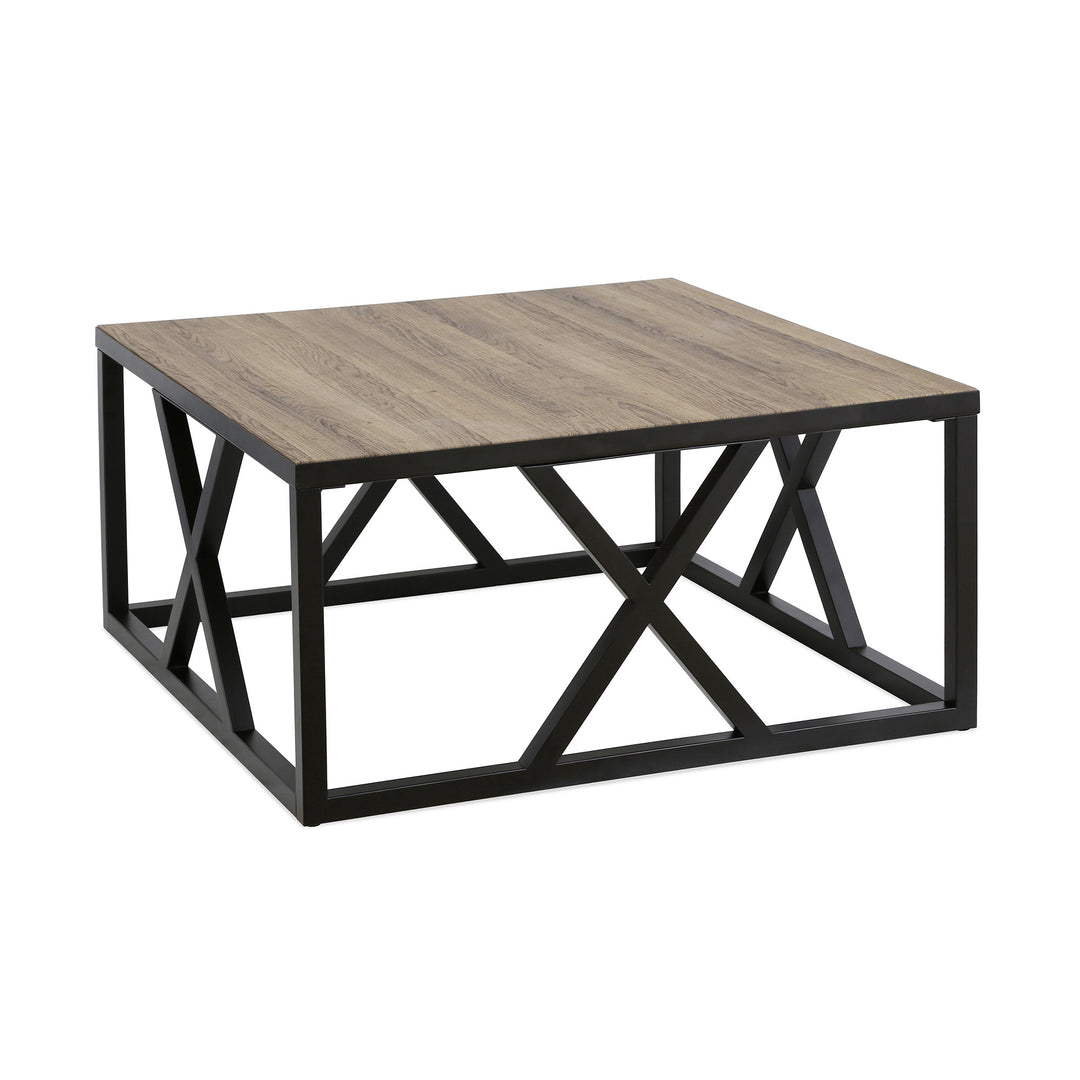 35-Inch Black Steel Square Coffee Table