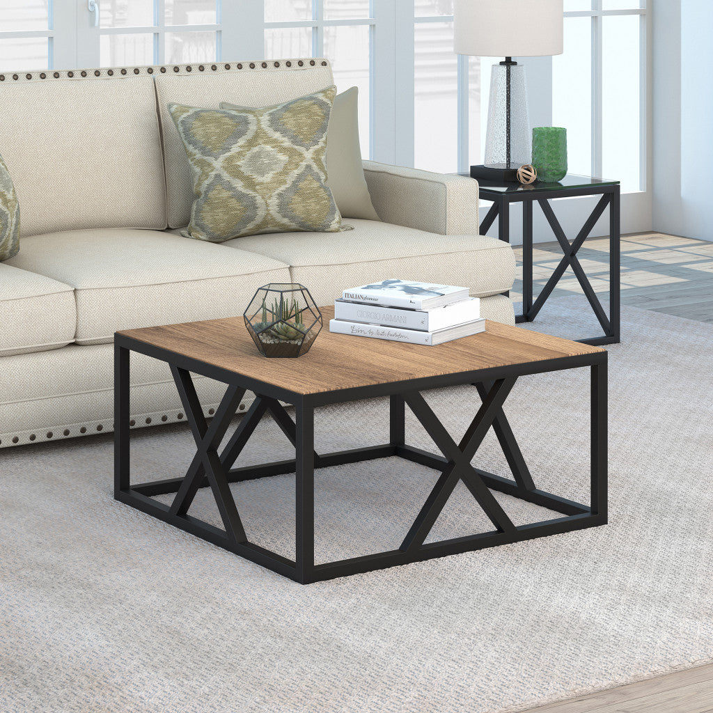 35-Inch Black Steel Square Coffee Table